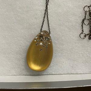 Alexis Bittar gold lucite Necklace with rhinestones adjustable